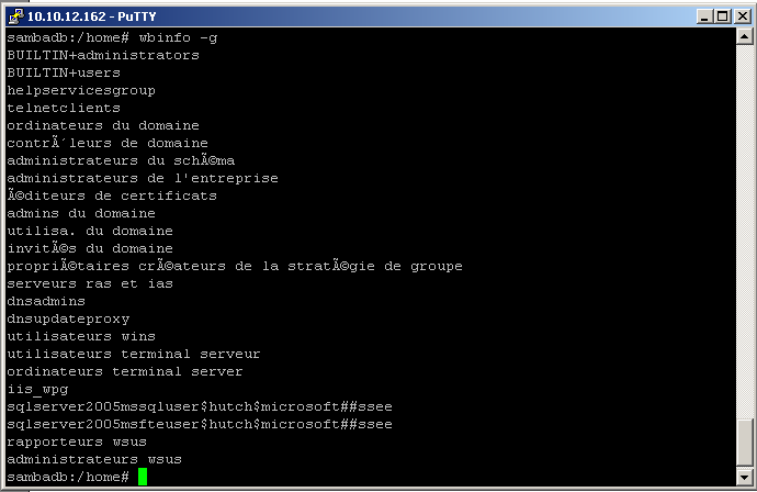 6 Connexion au domaine Windows (Active Directory) testadm est un utilisateur membres du groupe administrateur.