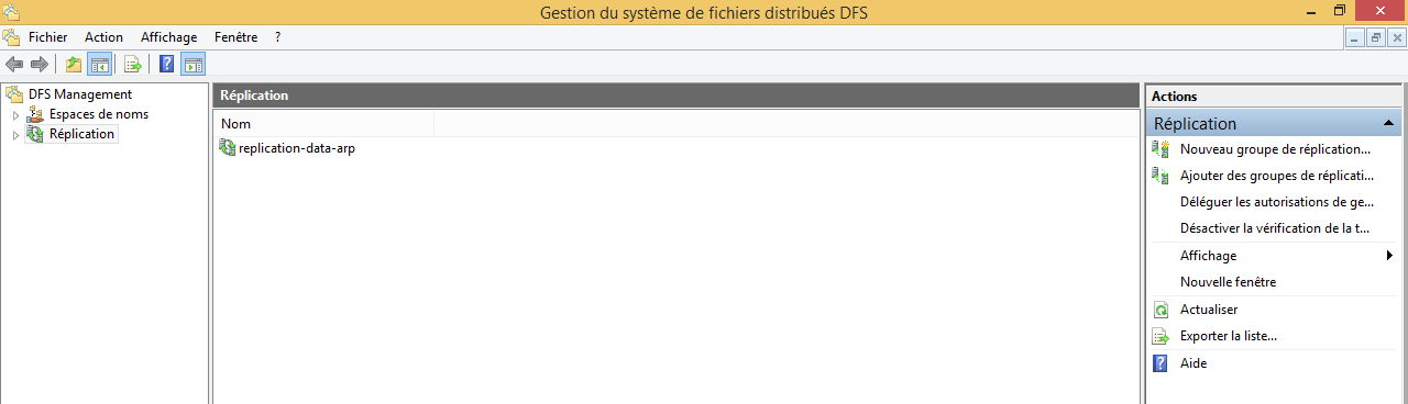 DFS Tout d abord il faut installer la fonctionnalité DFS du service de fichier, donc allez successivement sur les deux serveurs et installez «Espace de nom DFS» et «réplication DFS».