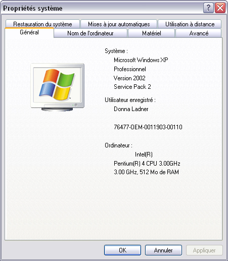 Étape 1 : Identification de la mémoire RAM sur un ordinateur a. Windows XP propose deux modes d affichage du panneau de configuration : l Affichage classique et l Affichage des catégories.