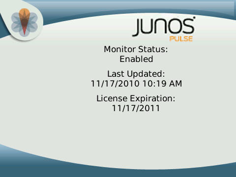 Utilisation de Junos Pulse sur les appareils portables Figure 50: Sélectionner Antivirus et afficher les informations - Junos Pulse BlackBerry Analyse antivirus manuelle Lorsque vous cliquez sur le