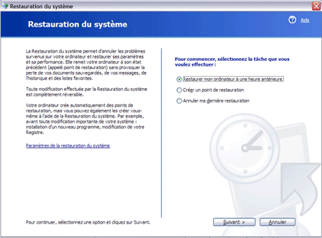 3) Restauration Système avec Xp et Vista Si votre PC sous Windows XP vous semble ne plus bien fonctionner, suite à l'installation d'un nouveau périphérique et de son pilote, ou à une infection de