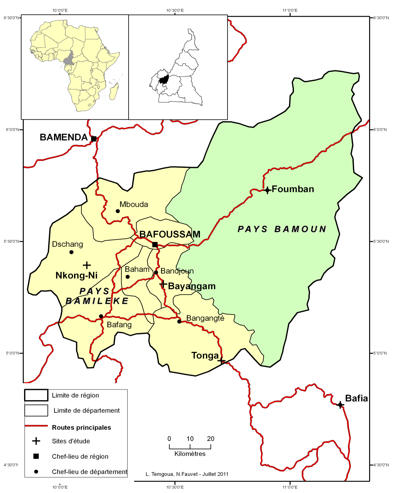 Figure 1 : Localisation de la zone d'étude, région administrative de l