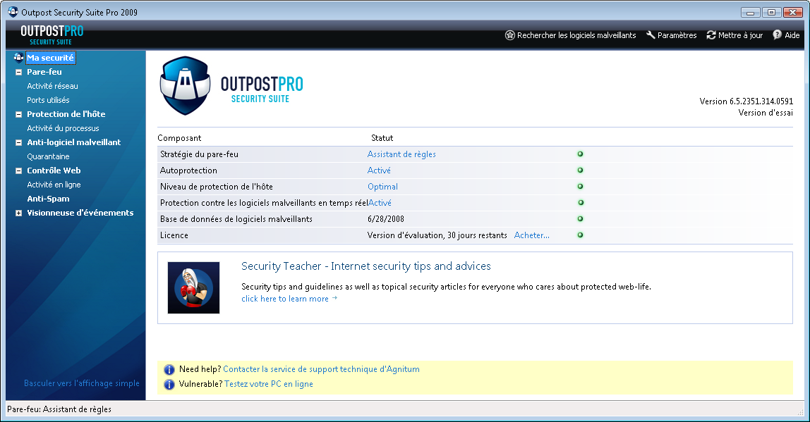 Outpost Security Suite Pro 2009 Fiche Technique La page 1 [FR] Fiche Technique Outpost Security Suite Pro 2009 Une protection proactive pour des utilisateurs d'internet intelligents Pourquoi une