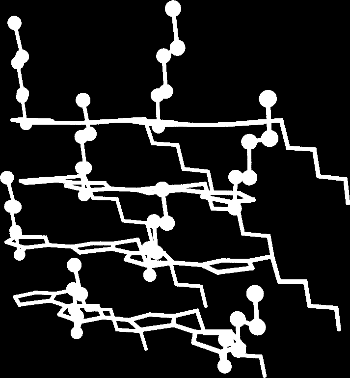 69 chaînes latérales d alkyles du rrp3ht dans la direction a, la répartition de ces chaînes dans le plan formé des vecteurs b et c demeure la même que pour la configuration I.