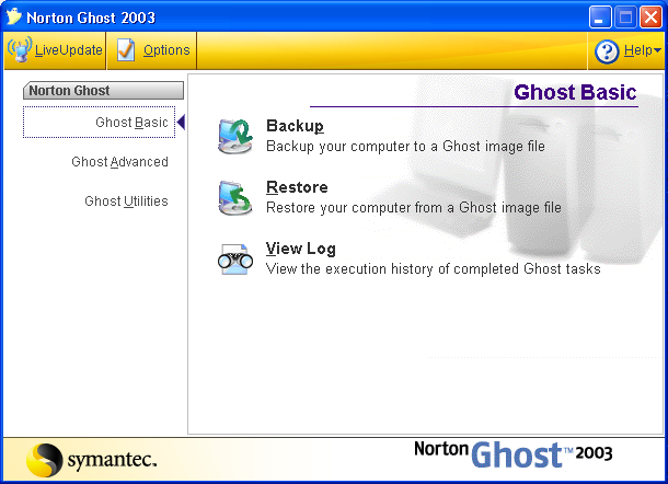 Partition virtuelle La partition virtuelle est créée quand vous lancez une opération Norton Ghost depuis Windows.