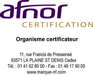 Organisme mandaté par AFNOR Certification 39/41, rue Louis Blanc 92400 COURBEVOIE Tél. : 01 47 17 64 85 www.