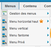 Pour créer ou modifier un menu (qui contiendra des liens de menu), cliquer sur Gestion des menus.