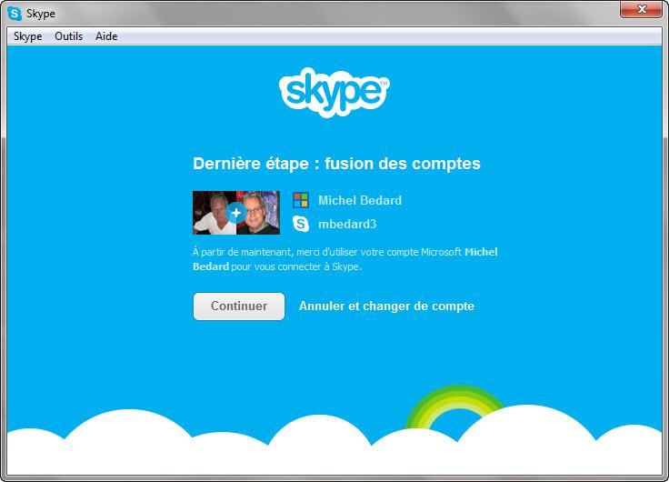 FUSIONNEMENT DE VOS CONTACTS SKYPE ET MESSENGER DANS UNE SEULE APPLICATION SKYPE Compte Windows Live Compte Skype P.