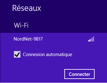 D - Configurer la connexion réseau WiFi sous Windows 8 Etape 1 : Double cliquez sur l icône connexion WiFi dans la zone de notification, situé près de l heure.