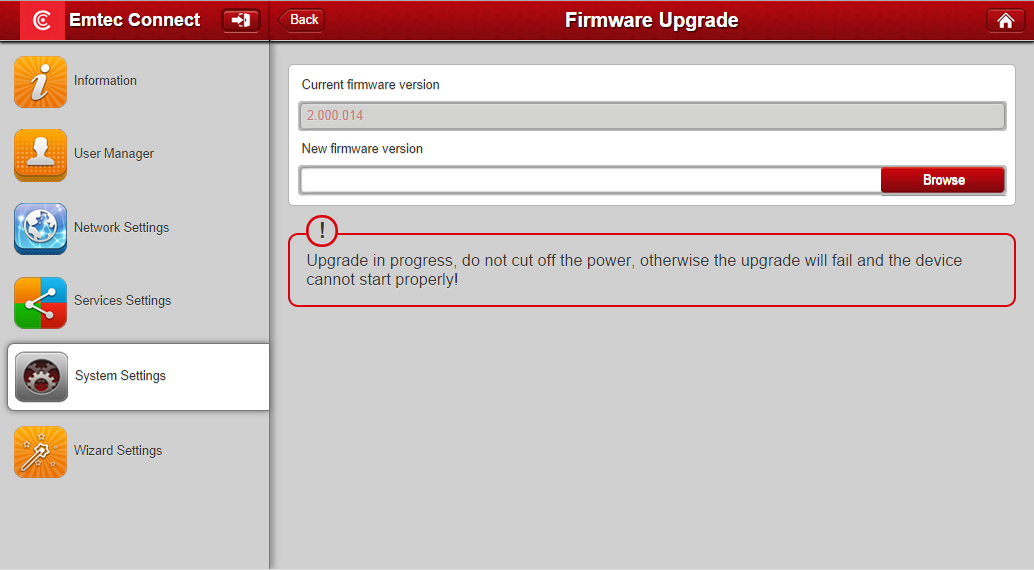 4.5.2. Mise à jour Firmware Pour mettre à jour le firmware, veuillez suivre les étapes suivantes. 1. Téléchargez la dernière version du firmware sur votre ordinateur. 2.