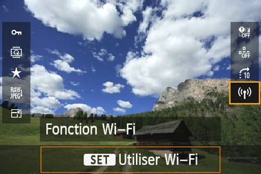 Connexion depuis un écran de lecture Vous pouvez également utiliser le Contrôle rapide pendant la lecture pour accéder aux fonctions Wi-Fi pour lesquelles des réglages de destination de connexion ont