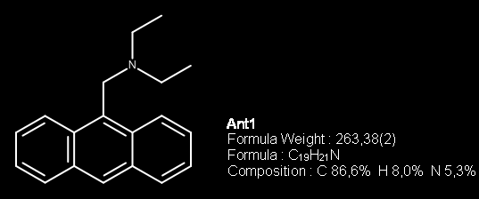 Préparation du N-(anthracén-9-ylméthyl)diéthylamine (Ant1) : Dans un tricol de 250 ml muni d un réfrigérant, on introduit 3 g (13,2 mmol) de 9- chorométhylanthracène, 2,1 g de carbonate de potassium