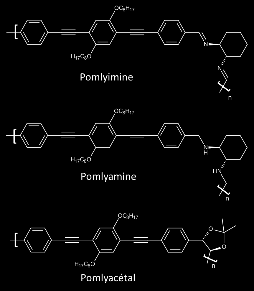 Figure 1-20 : Structures des polymères étudiés. Le polymère polyamine, conçu autour de l unité de répétition diamine, s est avéré être insoluble.