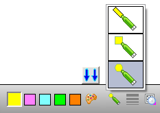 au tampon sur La barre d'outils en bas de l'écran permet de paramétrer la forme Choix de base taille Autres tampons transparence Tracer une droite La barre d'outils en bas de l'écran permet de