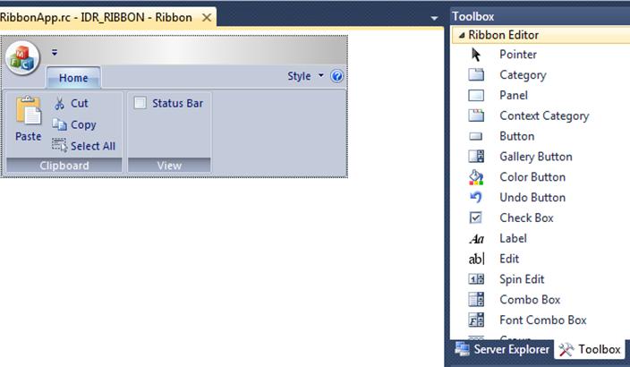 composant ruban, dans les versions antérieures de Visual Studio il faudra télécharger le fichier librairie DLL du ruban, puis l intégrer dans le projet de l application en tant que référence externe.