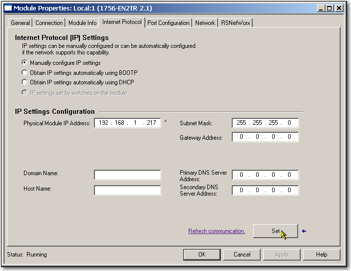 Chapitre 3 Configuration d un module de communication EtherNet/IP pour fonctionner sur le réseau Réglage de l adresse IP du réseau avec l environnement Studio 5000 Pour utiliser l environnement