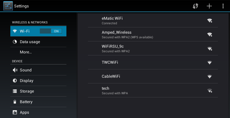Wi-Fi can only be used when it connects with a Wi-Fi Access Point (AP) or a free unsecured Wi-Fi hotspot. 1 4.Network Connection Turn on Wi-Fi 2 Within the All Apps menu, tap Settings.