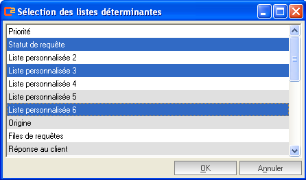 Les boutons «Ajouter» permettent d ajouter une liste (que ce soit du côté des «listes déterminantes» ou «listes dépendantes».