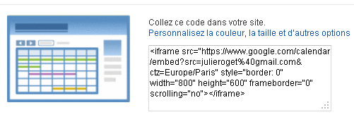 Copiez le code HTML (Vous pouvez personnaliser la couleur et la taille si vous le souhaitez).