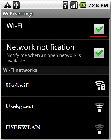 3. Si le Wi-Fi n est pas déjà en mode «ON», cochez la case pour le mettre sur «ON».