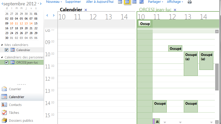 Ajout de calendriers d autres utilisateurs Comme pour le courrier, vous avez la possibilité d afficher le calendrier d autres personnes dans votre webmail.