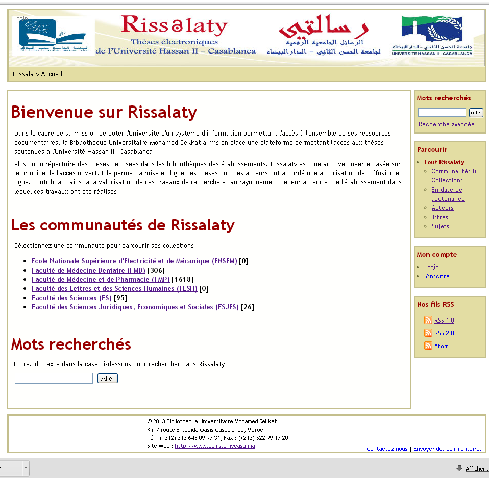 La plateforme "Rissalaty" des Thèses