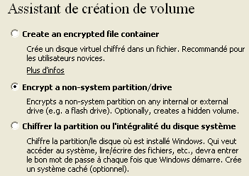 3.1.1.4 Créer un volume chiffré avec un fichier clé sur carte à puce 1/- Suivre les indications de TrueCrypt comme expliqué au dessus.