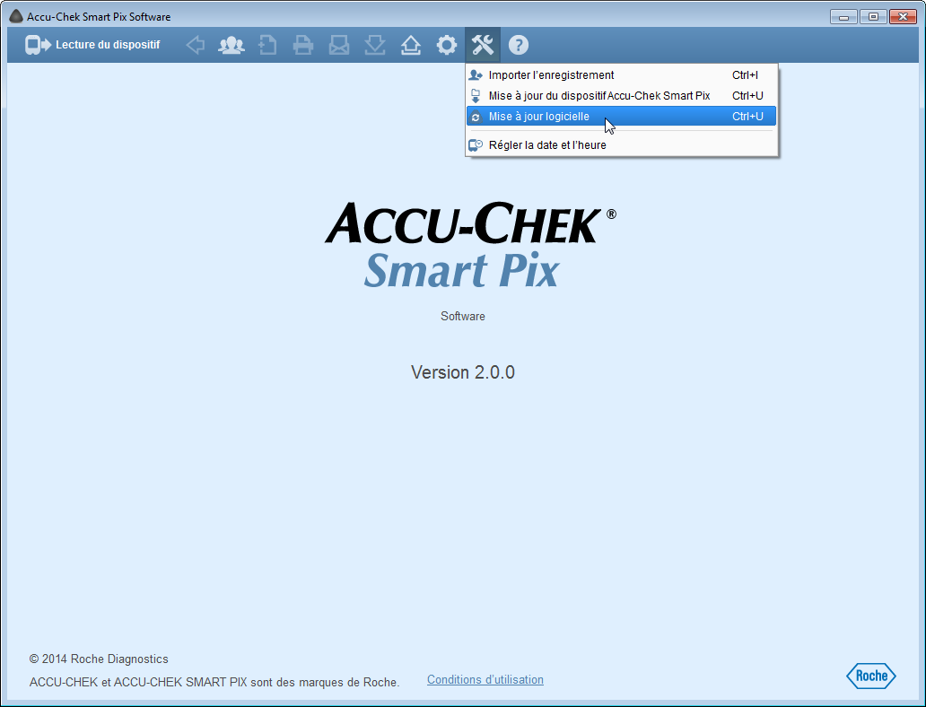 Chapitre 4, Travailler avec le logiciel Accu-Chek Smart Pix Recherche de mises à jour logicielles pour le système Accu-Chek Smart Pix Si vous n avez pas configuré le logiciel pour qu il recherche