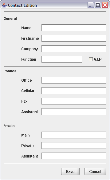 Saisissez l information du contact et validez avec le bouton Sauvegarder. Cliquez sur le bouton Effacer pour fermer ce pop-up et revenez à la liste des contacts existants.