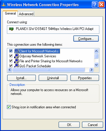 1-2 Windows XP Sélectionner Start Control Panel Network Connections Wireless Network Connection Properties.