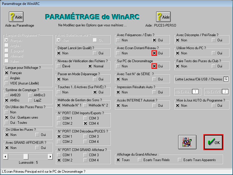 Paramétrage de WinARC : WinARC - Installation et utilisation d un écran déporté (Windows 7) Ouvrez le Paramétrage de WinARC : La Préparation > PARAMETRAGES du Programme WinARC >