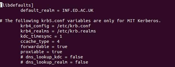 b. Configuration du royaume: On configure le fichier /etc/krb5.