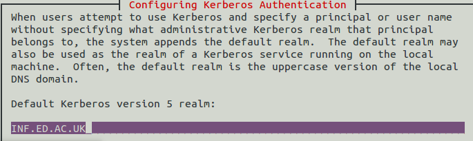 Kerberos dans le royaume et comme serveur administratif du royaume Ensuite, on configure le fichier /etc/krb5.