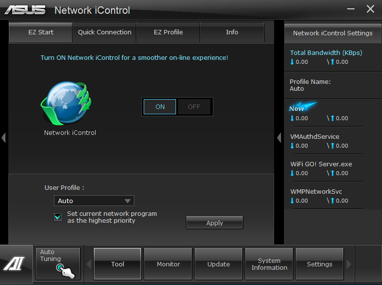 4.3.7 Network icontrol ASUS Network icontrol est un centre de gestion du réseau offrant divers fonctions permettant de simplifier la gestion de la bande passante de votre réseau.