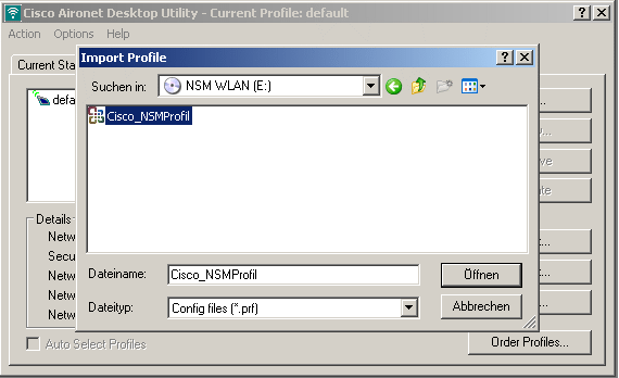 Installer le logiciel et configurer la carte Fig. 4-10 Importer les réglages WLAN 3. Cliquer sur le bouton "Import" pour importer les réglages WLAN. La fenêtre suivante apparaît. Fig. 4-11 Ouvrir le profil 4.