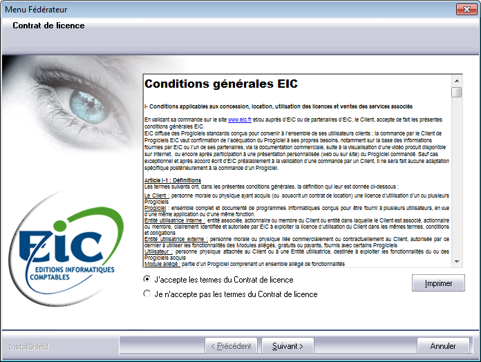 Lire préalablement les conditions générales EIC.
