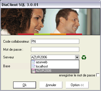 L icône représente les serveurs MySQL présent dans l Active Directory, les autres choix provenant comme avant du fichier awlazur.ini.