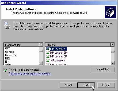 Annexe B : Interface LAN R&S FSL 9. Choisissez une imprimante à l'aide des touches fléchées et confirmez en appuyant sur la touche ENTER. 10.