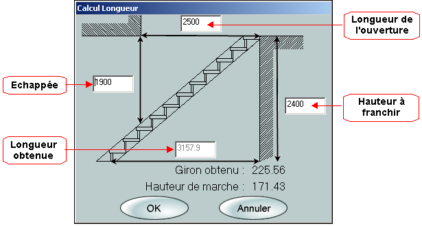 REALISATION D'UN ESCALIER 9 4 - Régler les options des marches 5 - Choisir les options de l'escaliers 6 - Cliquer sur le bouton pour obtenir votre dessin en 3D CALCUL DE L'ECHAPPEE Top Escaliers vous