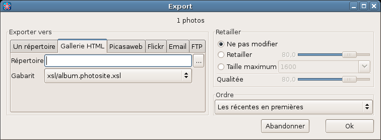 PARTAGER VOS PHOTOS Exporter vos photos jbrout propose un ensemble complet d'outils pour exporter vos photos.