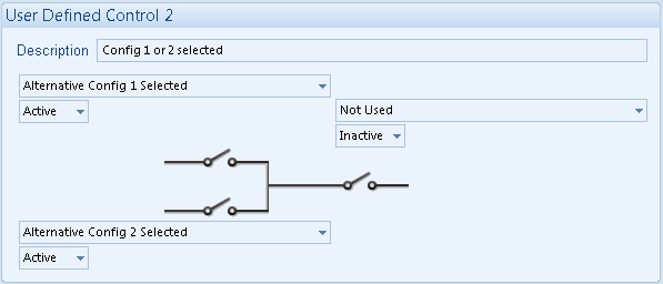 6.5.3.2 EXEMPLE DE SORTIE VERROUILLÉE Cet exemple ne peut être reproduit qu'avec des modules dont la version est V5.x.x ou ultérieurs. Les modules antérieurs à la version V5.x.x ne permettent pas de sélectionner User Defined Control (Contrôle défini par l'utilisateur) comme entrée utilisable dans la fonction logique.