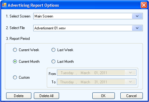 Configuration de l apparence Imprimer le rapport de publicité 1. De la barre de menu, appuyez sur Reports > Advertising Report (rapports > rapport de publicité).