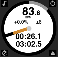 Platine virtuelle BPM affiche le tempo de la piste en cours de lecture en battements par minute et tient compte des changements de mouvement d indicateur de tempo.