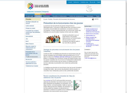 Site : http://www.strategienationaleantidrogue.gc.ca/ Auteur : Site gouvernemental québécois Site institutionnel proposant des informations, des témoignages.