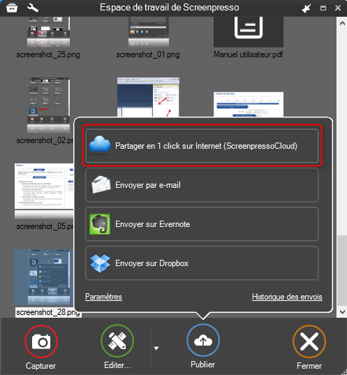 14.2.1 Le service cloud de Screenpresso Screenpresso propose un système de partage simplifié.