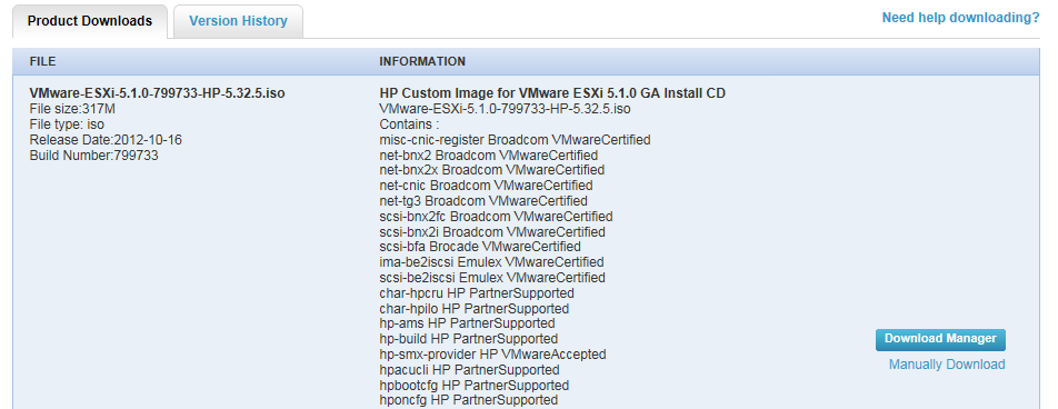 HP Custom Image for ESXi 5.1.