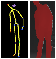 2. Calibrage Le calibrage consiste en une capture du squelette. Pour que cette opération soit correctement effectuée, l individu doit être debout, en face de la Kinect, les bras le long du corps.