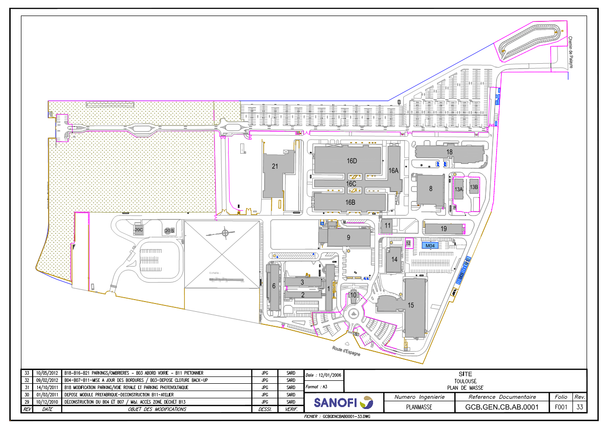Plan du site de Sanofi Toulouse 30 avril 2013