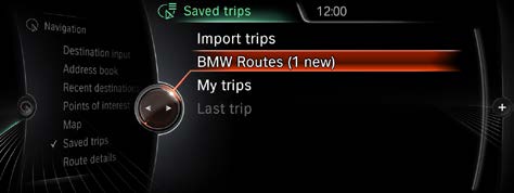 REPRISE DES ITINÉRAIRES BMW. 5. Vous pouvez maintenant sélectionner «Itinéraires BMW». 6.