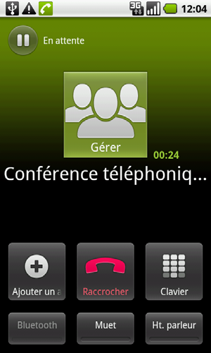 Conférences téléphoniques Si vous avez un appel en attente et un en ligne, vous pouvez combiner les deux appels pour faire une conférence téléphonique.